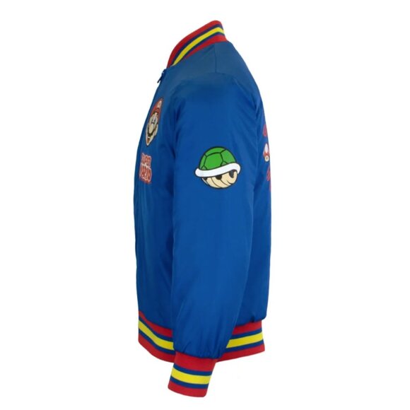Nintendo Super Mario Varsity Bomber Jacket Little Boy, Mario & Yoshi Size 8 Blue - Picture 3 of 6